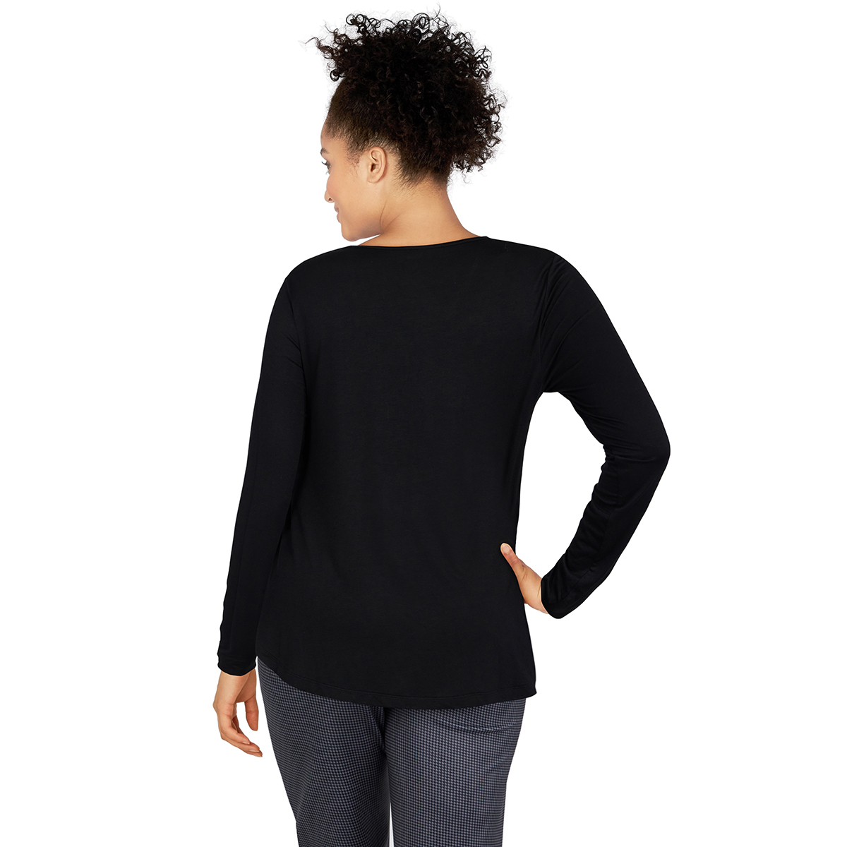 Womens Emaline Long Sleeve Laced Neck Tee