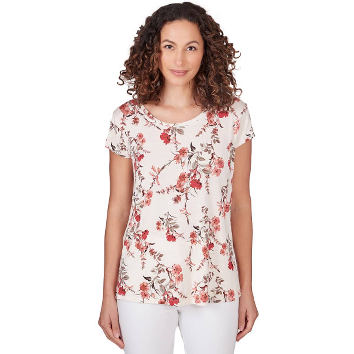 Womens Emaline Key Items Floral Cap Sleeve Tee