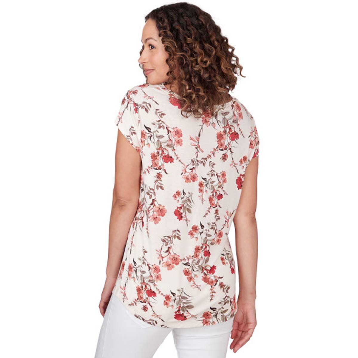 Womens Emaline Key Items Floral Cap Sleeve Tee