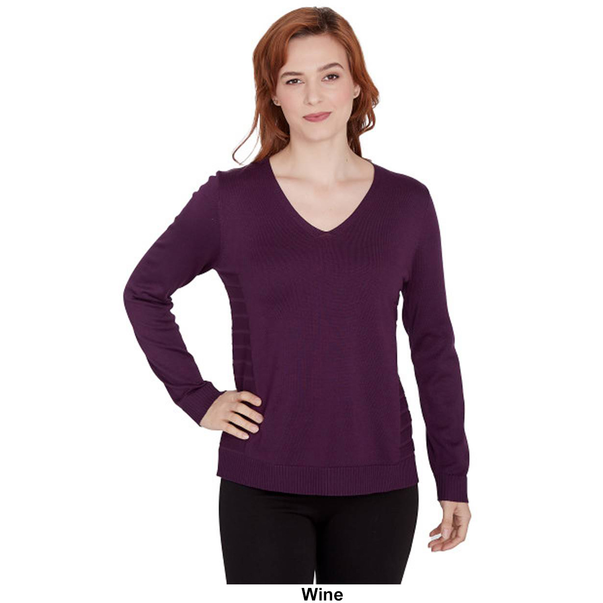 Womens Emaline Special Items Long Sleeve Solid V-Neck Sweater