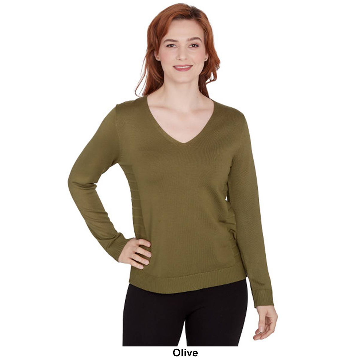 Womens Emaline Special Items Long Sleeve Solid V-Neck Sweater