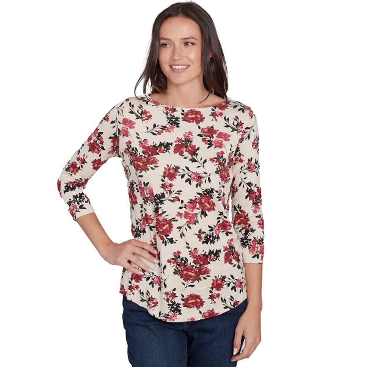 Womens Emaline Key Items 3/4 Sleeve Vineyard Bouquet Tee