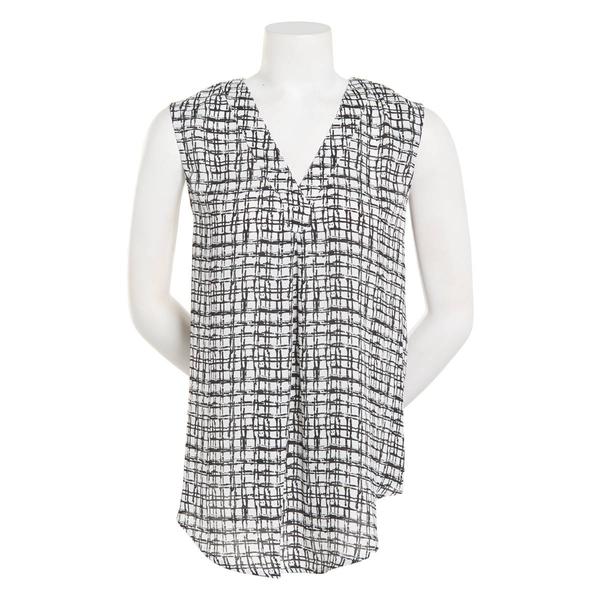 Plus Size Emaline Essentials Sleeveless Brushstroke Check Blouse