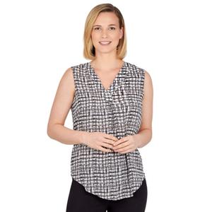 Womens Emaline Essentials Sleeveless Brushstroke Check Blouse
