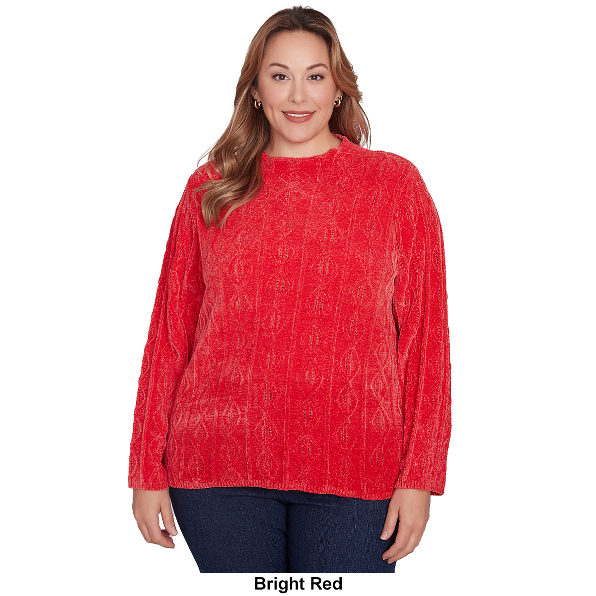 Plus Size Hearts Of Palm Red-y To Shine Diamond Chenille Sweater