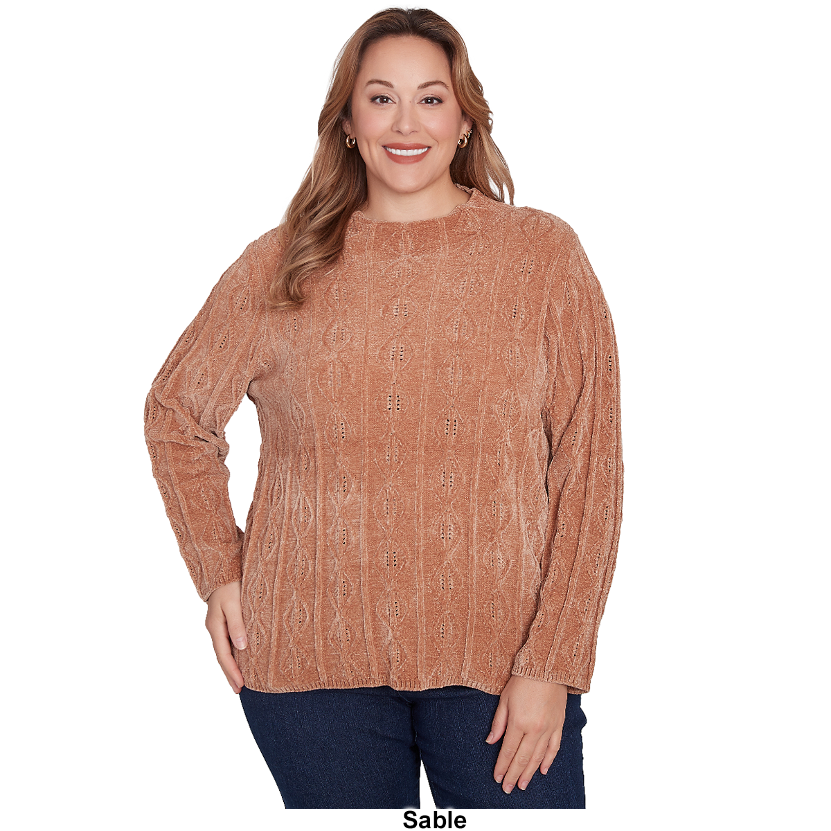 Plus Size Hearts Of Palm Red-y To Shine Diamond Chenille Sweater