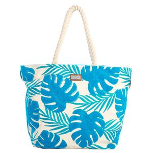 Sun 'N' Sand Blue Leaves Shoulder Tote