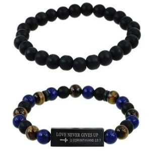 Mens Creed Stainless Steel Love Never Gives Up Bracelet Set