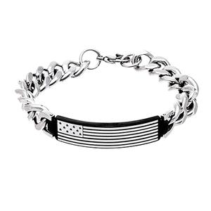 Mens 8.5in. Two-Tone American Flag ID Bracelet
