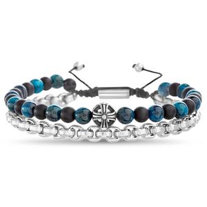 Mens Creed Mixed Stainless Steel Beaded Bracelet Set