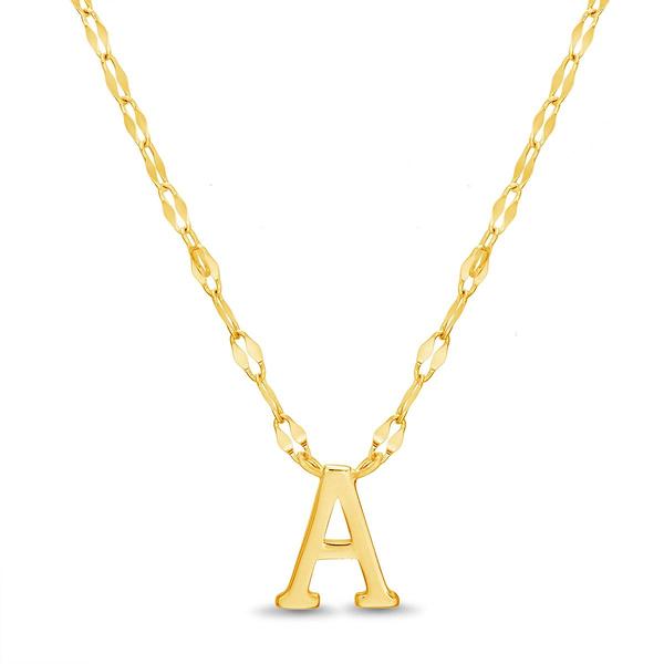 Sterling Silver Gold Polished A Initial Pendant Necklace