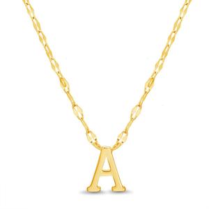 Sterling Silver Gold Polished A Initial Pendant Necklace