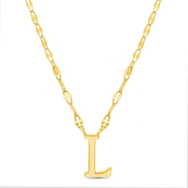 Sterling Silver Gold Polished L Initial Pendant Necklace