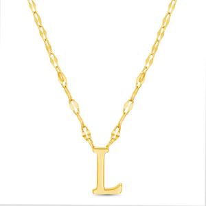 Sterling Silver Gold Polished L Initial Pendant Necklace