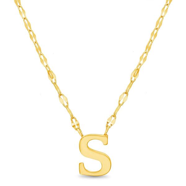 Sterling Silver Gold Polished S Initial Pendant Necklace