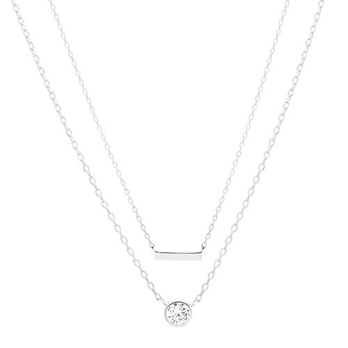Fine Silver Plated Double Layered Pendant Necklace