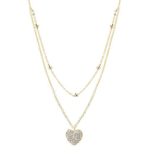 Gold Plated & CZ Heart Necklace