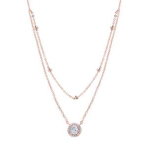 Rose Gold Plated Halo CZ Layered Choker