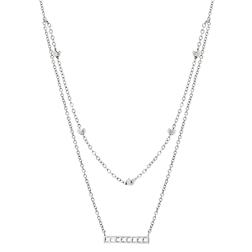 16in. Fine Silver Plated Double Layered Choker Necklace