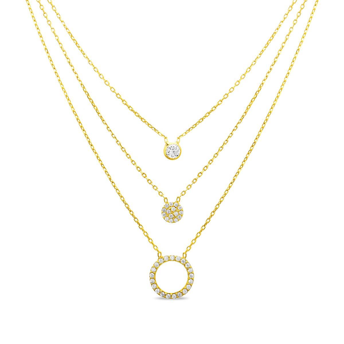 Creed Gold Plated Triple Layer Disc Necklace