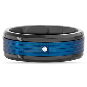 Mens Creed Two-Tone Stainless Steel CZ Band Ring