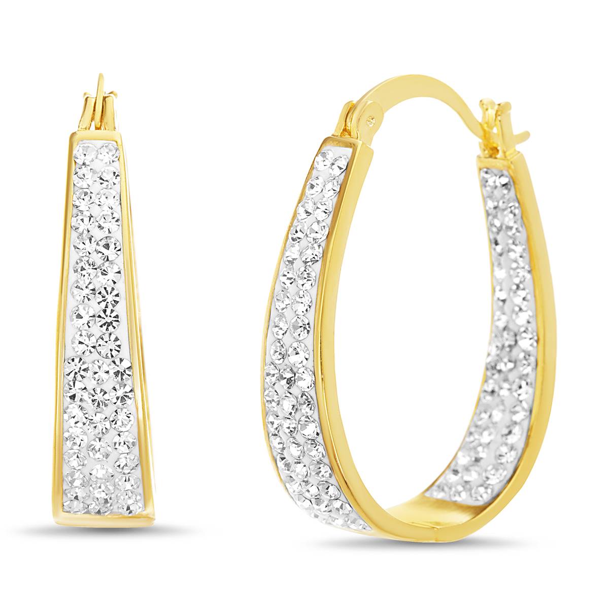 Yellow Oval Crystal Hoop Earrings