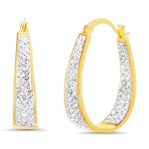 Yellow Oval Crystal Hoop Earrings