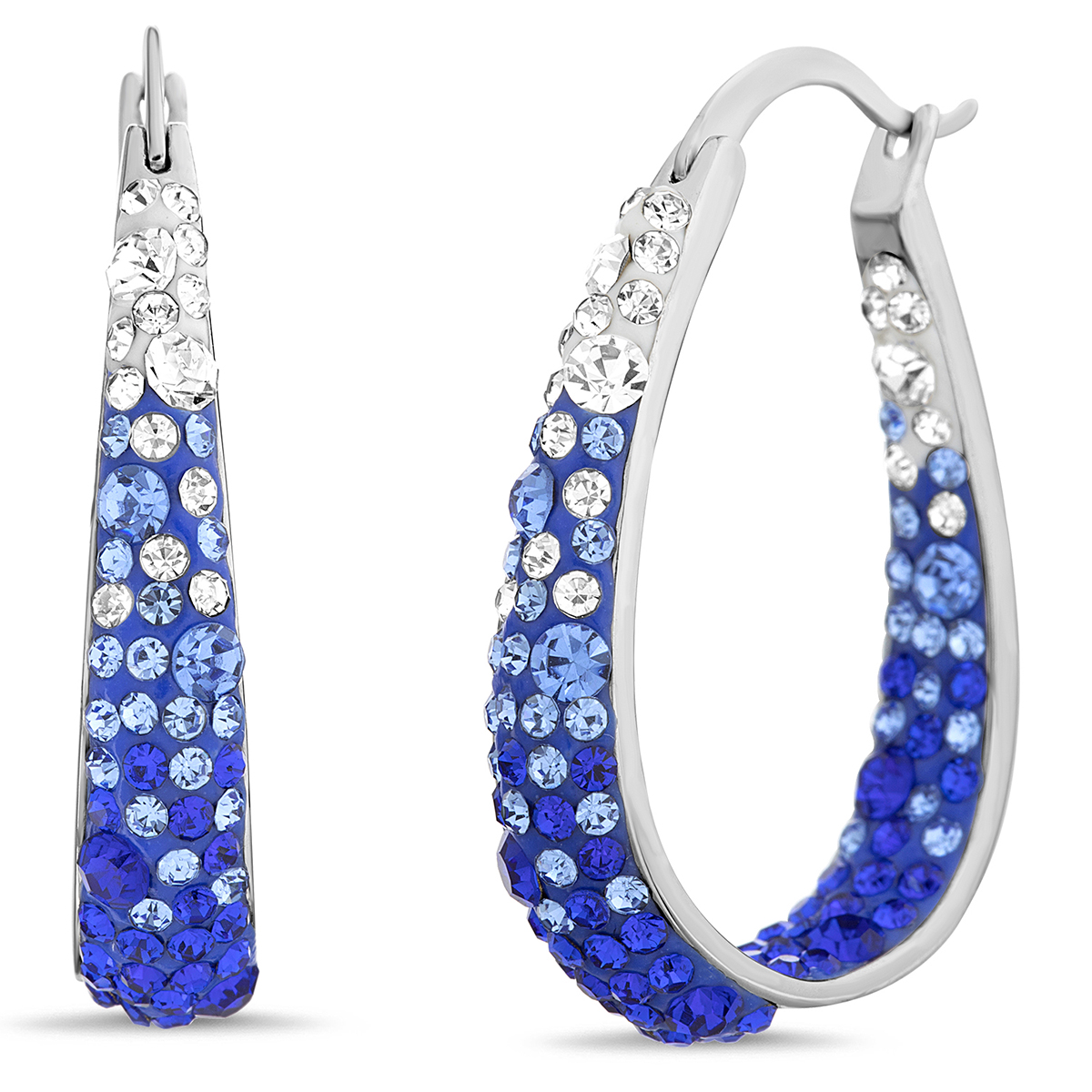 Ombre Crystal 20mm Oval Hoop Earrings