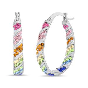 Polished Multi Color Crystal Hoop Earrings
