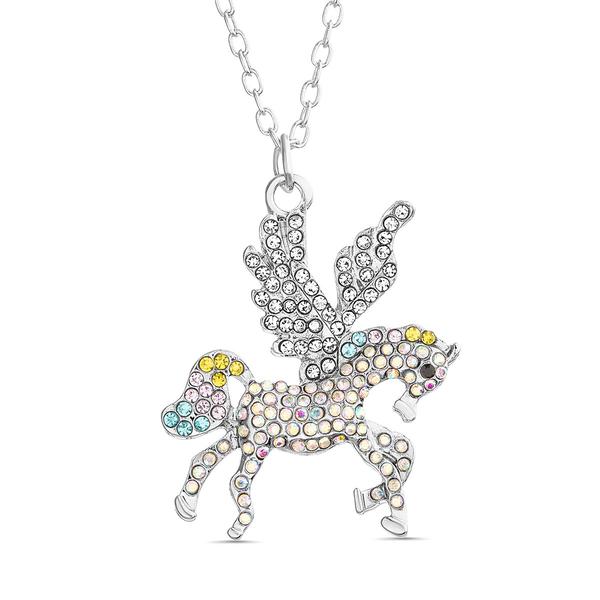 Crystal Kingdom Multi-Color Crystal Unicorn Pendant Necklace