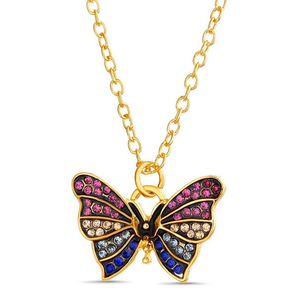 Crystal Kingdom Multi-Color Crystal Butterfly Pendant Necklace