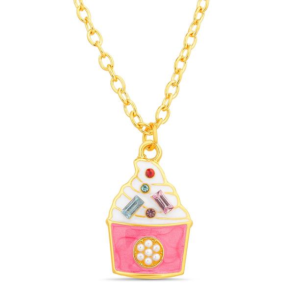 Crystal Kingdom Multi-Color Crystal Cupcake Pendant Necklace