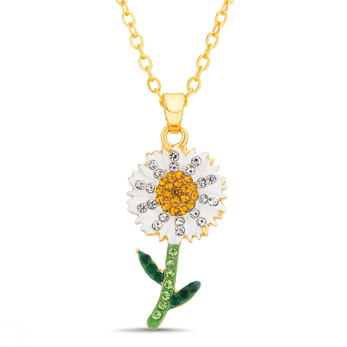 Crystal Kingdom Multi-Color Crystal Daisy Pendant Necklace