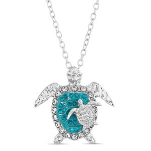 Crystal Kingdom Multi-Color Crystal Turtle Pendant Necklace
