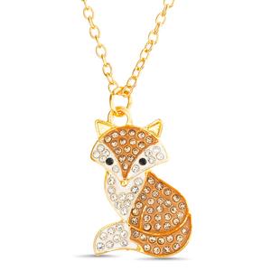 Crystal Kingdom Multi-Color Crystal Fox Pendant Necklace