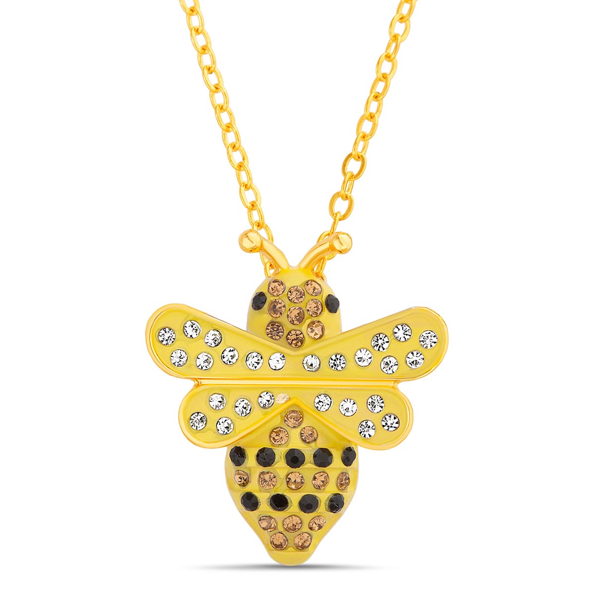 Crystal Kingdom Gold Multi-Color Crystal Bee Pendant Necklace