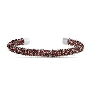 Brass Rhodium Plated Maroon Crystal Cuff Bracelet