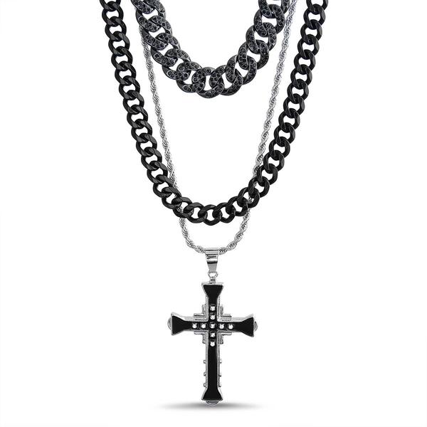 Mens Gentlemen's Classics(tm) Two-Tone Layered Cross CZ Necklace