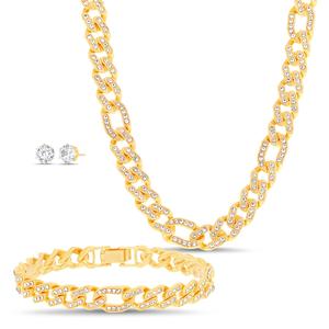 Mens Gentlemen's Classics Crystal Bracelet/Earring/Necklace Set