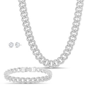 Mens Gentlemen's Classics Crystal Bracelet/Earring/Necklace Set