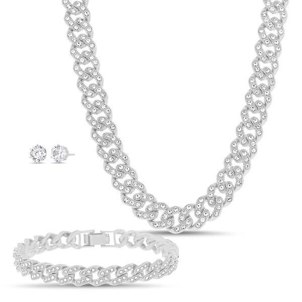 Mens Gentlemen's Classics Crystal Bracelet/Earring/Necklace Set