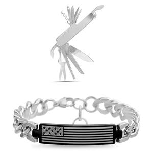 Mens Gentlemen's Classics Flag Bracelet and Multi Tool Set
