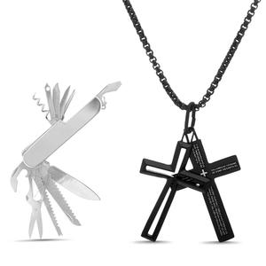 Mens Gentlemen's Classics Cross Necklace and Tool Set