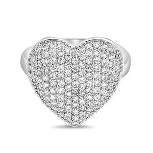 Rhodium Plated Statement CZ Heart Ring