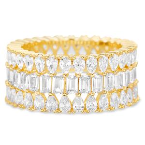 Brass Gold 3pc. Multi Shape CZ Stack Ring