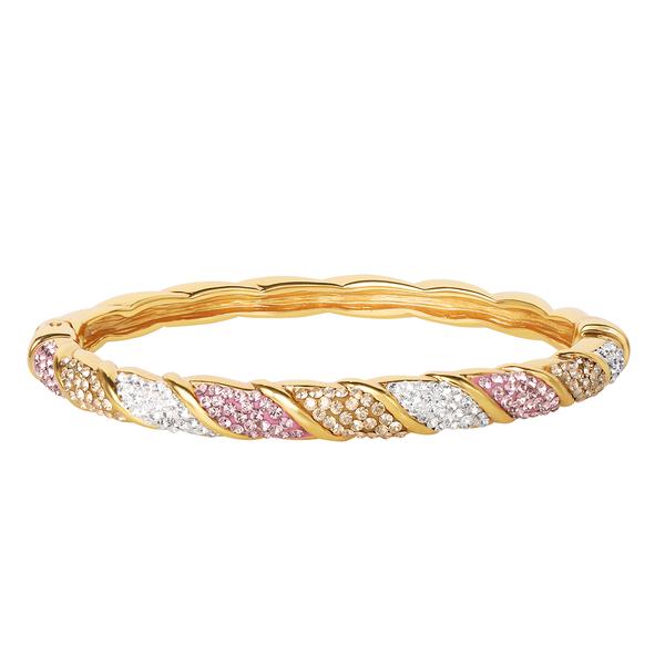 Tri-Color Clear Crystal Micron Bangle Bracelet