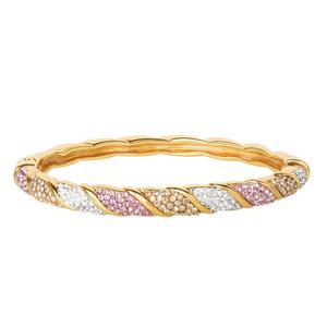 Tri-Color Clear Crystal Micron Bangle Bracelet