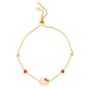 Brass Hello Kitty(R) 9.5in. Length Chain Lariat Bolo Bracelet
