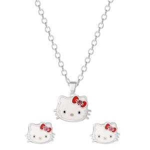 Brass Hello Kitty(R) Stud Earrings & Pendant Necklace Set alternate view