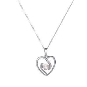 Splendere Sterling Silver Dancing CZ Heart Pendant